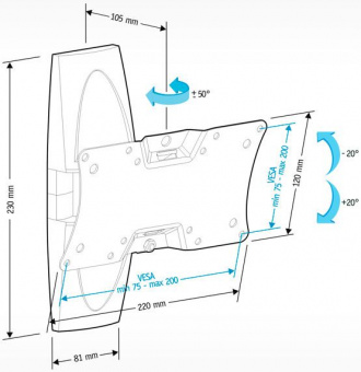 Кронштейн для телевизора Holder LCDS-5062 белый 19"-32" макс.30кг настенный поворот и наклон - купить недорого с доставкой в интернет-магазине