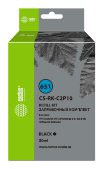 Заправочный набор Cactus CS-RK-C2P10 №651 черный30мл для HP DJ 5575/5645 - купить недорого с доставкой в интернет-магазине