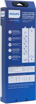 Сетевой фильтр Philips CHP4346WA/51 2м (4 розетки) белый (коробка) - купить недорого с доставкой в интернет-магазине