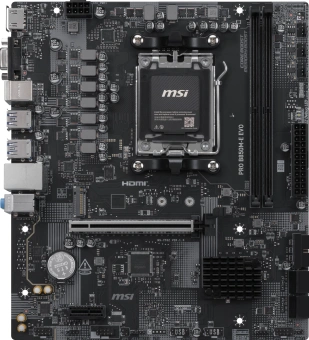 Материнская плата MSI PRO B850M-E EVO Socket AM5 AMD B850 2xDDR5 mATX AC`97 8ch(7.1) 2.5Gg RAID+VGA+HDMI - купить недорого с доставкой в интернет-магазине