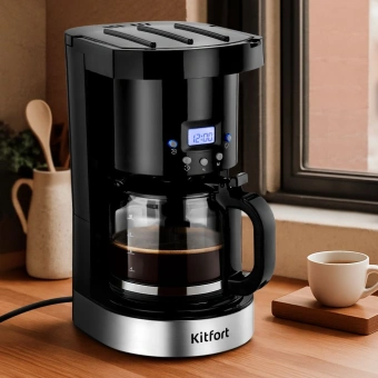 Кофеварка капельная Kitfort КТ-7630 950Вт черный/нержавеющая сталь - купить недорого с доставкой в интернет-магазине