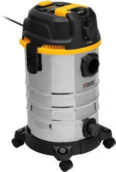 Строительный пылесос Denzel RVC30 1400Вт (уборка: сухая/сбор воды/выдув) серебристый - купить недорого с доставкой в интернет-магазине