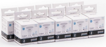 Лампа светодиодная Gauss Elementary MR16 7Вт цок.:GU10 спот 220B 4100K св.свеч.бел.ней. MR16 (упак.:10шт) (13627) - купить недорого с доставкой в интернет-магазине
