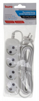 Сетевой удлинитель Buro BU-PSL4.5/W 5м (4 розетки) белый (пакет ПЭ) - купить недорого с доставкой в интернет-магазине