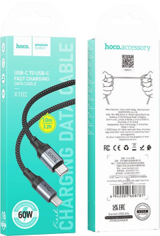 Кабель Hoco X102 Fresh Type-C to Type-C USB Type-C (m)-USB Type-C (m) 1м черный коробка - купить недорого с доставкой в интернет-магазине