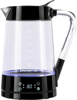 Чайник электрический Polaris PWK 1715CGLD 1.7л. 2200Вт черный корпус: стекло/пластик - купить недорого с доставкой в интернет-магазине