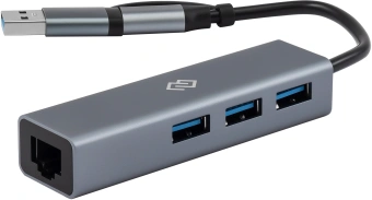 Разветвитель USB-C + USB-A Digma DHUB-LAN-4port 4порт. серебристый - купить недорого с доставкой в интернет-магазине