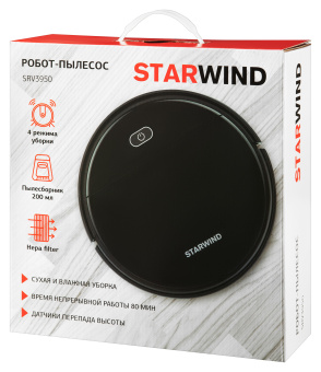 Пылесос-робот Starwind SRV3950 18Вт черный - купить недорого с доставкой в интернет-магазине