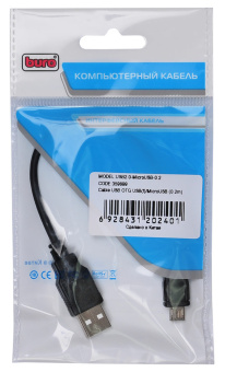 Кабель OTG Buro USB (f)-micro USB (m) 0.2м черный - купить недорого с доставкой в интернет-магазине