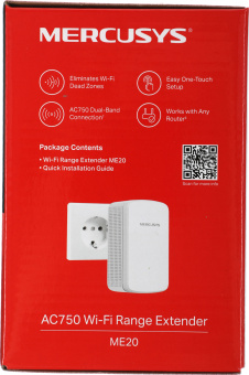 Повторитель беспроводного сигнала Mercusys ME20 AC750 10/100BASE-TX белый - купить недорого с доставкой в интернет-магазине