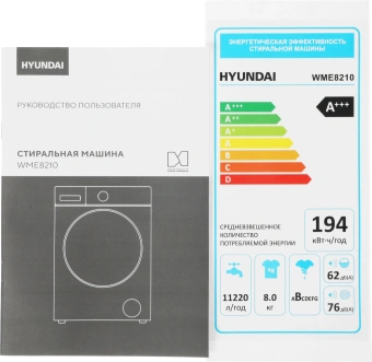 Стиральная машина Hyundai WME8210 класс: A+++ загр.фронтальная макс.:8кг белый инвертор - купить недорого с доставкой в интернет-магазине