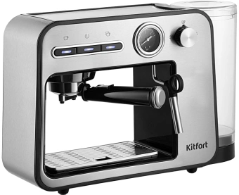 Кофеварка рожковая Kitfort КТ-7515 1450Вт серебристый - купить недорого с доставкой в интернет-магазине