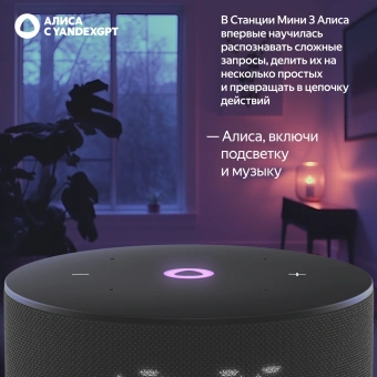 Умная колонка Yandex Станция Мини 3 Алиса черный 12W 1.0 BT/Wi-Fi (YNDX-00027BLK) - купить недорого с доставкой в интернет-магазине