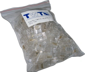 Коннектор Lanmaster (TWT-PL45-8P8C-V) кат.5E RJ45 прозрачный (упак.:100шт) - купить недорого с доставкой в интернет-магазине