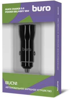 Автомобильное зар./устр. Buro BUCN1 18W 3A (PD+QC) USB-C/USB-A универсальное черный (BUCN18P110BK) - купить недорого с доставкой в интернет-магазине