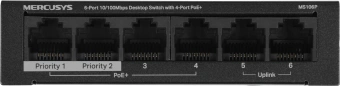 Коммутатор Mercusys MS106P (L2) 6x100Мбит/с 4PoE+ 67W неуправляемый - купить недорого с доставкой в интернет-магазине