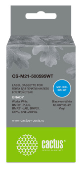 Картридж ленточный Cactus CS-M21-500595WT черный на белом 12.7x6.4 черный для Brady BMP21-PLUS, BMP21-LAB - купить недорого с доставкой в интернет-магазине