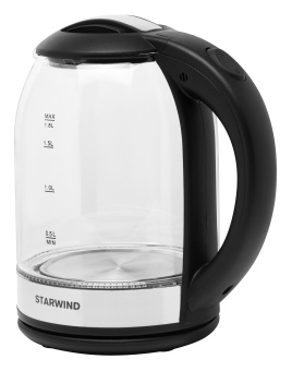 Чайник электрический Starwind SKG2051 1.8л. 1800Вт черный/серебристый корпус: стекло/пластик - купить недорого с доставкой в интернет-магазине