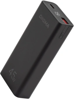 Мобильный аккумулятор Digma DGPF10E 10000mAh QC3.0/PD3.0 45W 4.5A USB-A/USB-C черный (DGPF10E45ABK) - купить недорого с доставкой в интернет-магазине