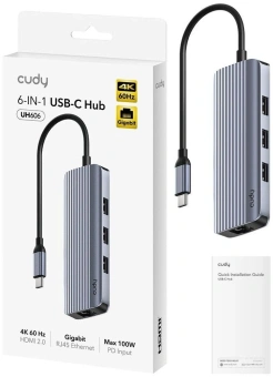 Разветвитель USB-C Cudy UH606 3порт. серебристый - купить недорого с доставкой в интернет-магазине