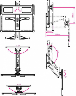 Кронштейн для телевизора Kromax ATLANTIS-99 черный 40"-65" макс.35кг настенный поворот и наклон верт.перемещ. - купить недорого с доставкой в интернет-магазине