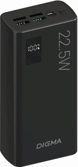 Мобильный аккумулятор Digma DGPF30A 30000mAh QC3.0/PD3.0 22.5W 3A 4xUSB-A/USB-C черный (DGPF30A22ABK) - купить недорого с доставкой в интернет-магазине