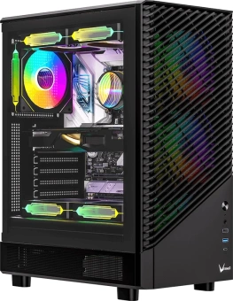 Корпус Formula Mana Geometry черный без БП ATX 3x120mm 1xUSB3.0 1xUSB3.1 audio bott PSU - купить недорого с доставкой в интернет-магазине