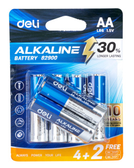 Батарея Deli E82900 AA (6шт) блистер - купить недорого с доставкой в интернет-магазине