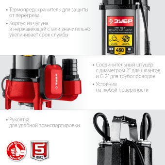 Насос фекальный Зубр Мастер НПФ-450-Р 450Вт 7980л/час центробежный (в компл.:режущий механизм) - купить недорого с доставкой в интернет-магазине
