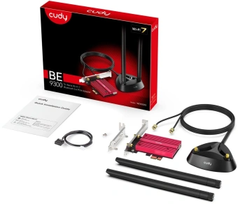 Сетевая карта Wi-Fi + Bluetooth Cudy WE9300S BE9300 PCI Express x1 (ант.внеш.съем) 2ант. - купить недорого с доставкой в интернет-магазине