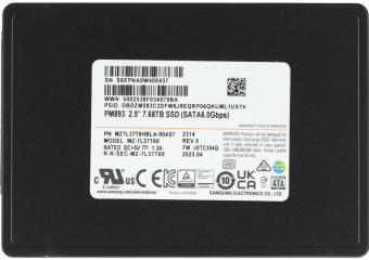 Накопитель SSD Samsung SATA-III 7.68TB MZ7L37T6HBLA-00A07 PM893 2.5" 1 DWPD OEM - купить недорого с доставкой в интернет-магазине