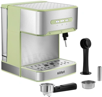 Кофеварка рожковая Kitfort КТ-7442 850Вт зеленый/нержавеющая сталь - купить недорого с доставкой в интернет-магазине