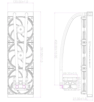 Система водяного охлаждения Thermalright Frozen Warframe 360 Soc-AM5/AM4/1200/1700/1851 черный 4-pin 29.8dB Al LCD Ret (F-WFRAME-360-BL) - купить недорого с доставкой в интернет-магазине