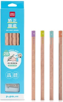 Карандаш ч/г Deli HC123-2B Pupal 2B коробка (8шт) + точилка - купить недорого с доставкой в интернет-магазине