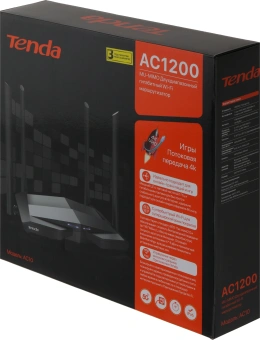 Роутер беспроводной Tenda AC10 AC1200 10/100/1000BASE-TX черный - купить недорого с доставкой в интернет-магазине