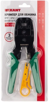 Инструмент обжимной Rexant HT-200 12-3441 для RJ-45/RJ-12/RJ-11 (упак:1шт) зеленый - купить недорого с доставкой в интернет-магазине