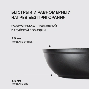 Сковорода Rondell Mustang RDA-599 круглая 28см покрытие: Xylan Plus ручка несъемная (без крышки) черный - купить недорого с доставкой в интернет-магазине