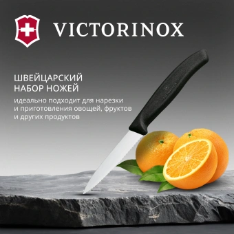 Набор ножей кухон. Victorinox Swiss Classic Paring 6.7633.6 для овощей компл.:6предм. черный карт.коробка - купить недорого с доставкой в интернет-магазине
