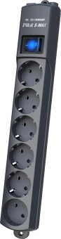 Сетевой фильтр Pilot S-MAX 7м (6 розеток) серый (коробка) - купить недорого с доставкой в интернет-магазине