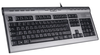 Клавиатура A4Tech KLS-7MUU серебристый/черный USB slim Multimedia (KLS-7MUU USB) кабель 1.5м - купить недорого с доставкой в интернет-магазине