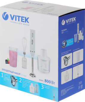 Блендер погружной Vitek VT-3409 800Вт разноцветный - цена, купить или заказать с доставкой в интернет-магазине Блендер погружной Vitek VT-3409 800Вт разноцветный - купить недорого с доставкой в интернет-магазине