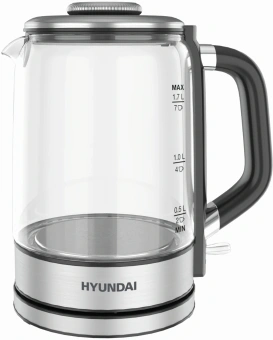 Чайник электрический Hyundai HYK-G5501 1.7л. 2200Вт серебристый/черный корпус: стекло - цена, купить или заказать с доставкой в интернет-магазине Чайник электрический Hyundai HYK-G5501 1.7л. 2200Вт серебристый/черный корпус: стекло - купить недорого с доставкой в интернет-магазине