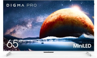 Телевизор QLED Digma Pro 65" Mini LED 65Q Google TV Frameless серебристый/серебристый 4K Ultra HD 144Hz MEMC DVB-T DVB-T2 DVB-C DVB-S DVB-S2 USB WiFi Smart TV - купить недорого с доставкой в интернет-магазине