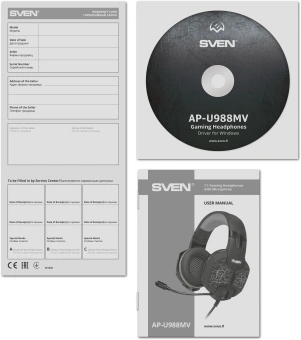 Наушники с микрофоном Sven AP-U988MV черный/красный 2.2м мониторные оголовье - купить недорого с доставкой в интернет-магазине