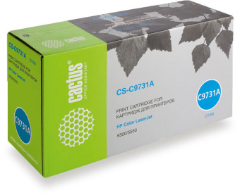 Картридж лазерный Cactus CS-C9731A голубой (12000стр.) для HP CLJ 5500/5550 - купить недорого с доставкой в интернет-магазине