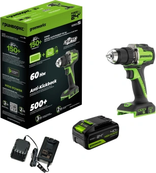 Дрель-шуруповерт Greenworks DD560 аккум. патрон:быстрозажимной (3708407CUB) - купить недорого с доставкой в интернет-магазине