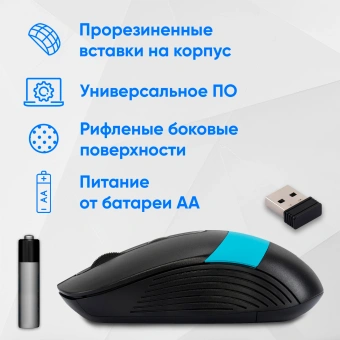 Мышь Оклик 310MW черный/синий оптическая 3200dpi беспров. USB для ноутбука 4but (1869090) - купить недорого с доставкой в интернет-магазине