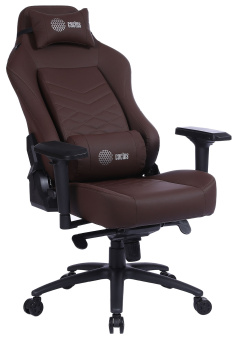 Кресло игровое Cactus CS-CHR-0112BR коричневый эко.кожа с подголов. крестов. сталь - купить недорого с доставкой в интернет-магазине