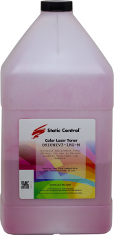 Тонер Static Control OKIUNIV3-1KG-M пурпурный флакон 1000гр. для принтера Oki C3300N/5500 - купить недорого с доставкой в интернет-магазине