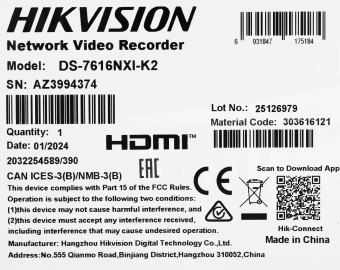 Видеорегистратор Hikvision DS-7616NXI-K2(E) - купить недорого с доставкой в интернет-магазине